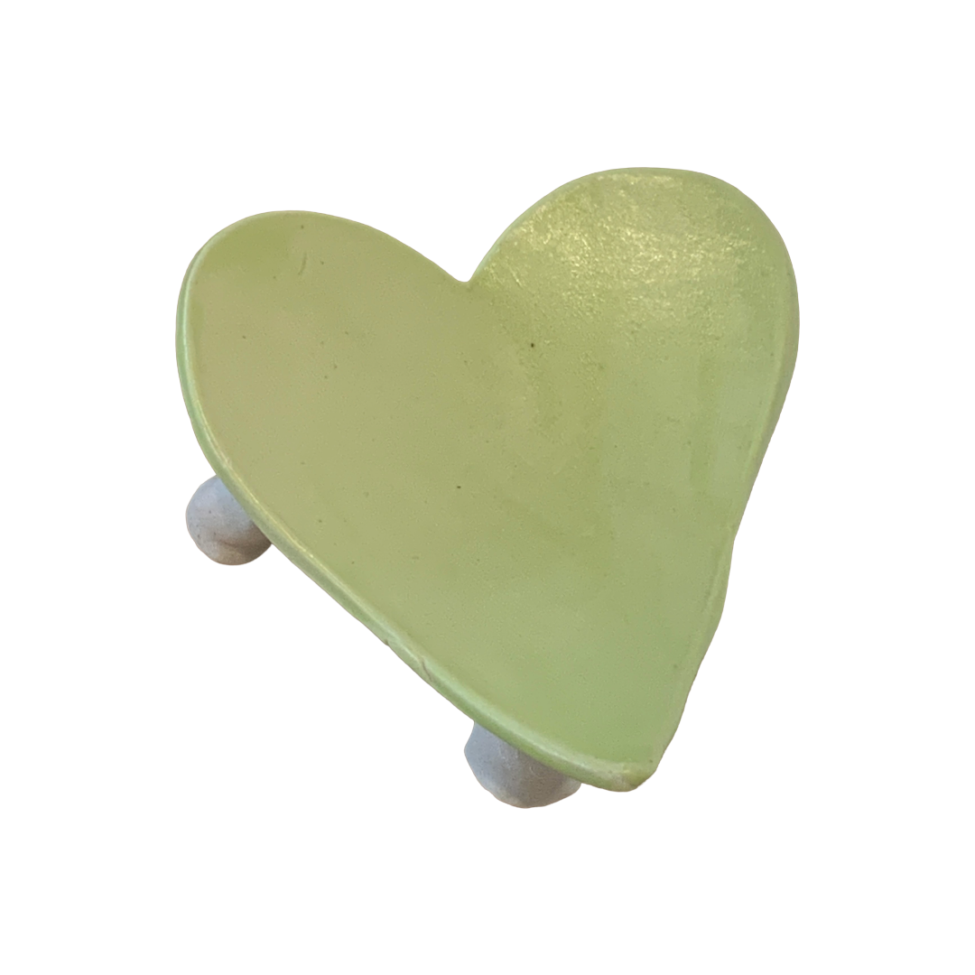 FLINTSTONE DESIGNS | 'Lime Heart Dish' | White Clay | Ceramic Dish