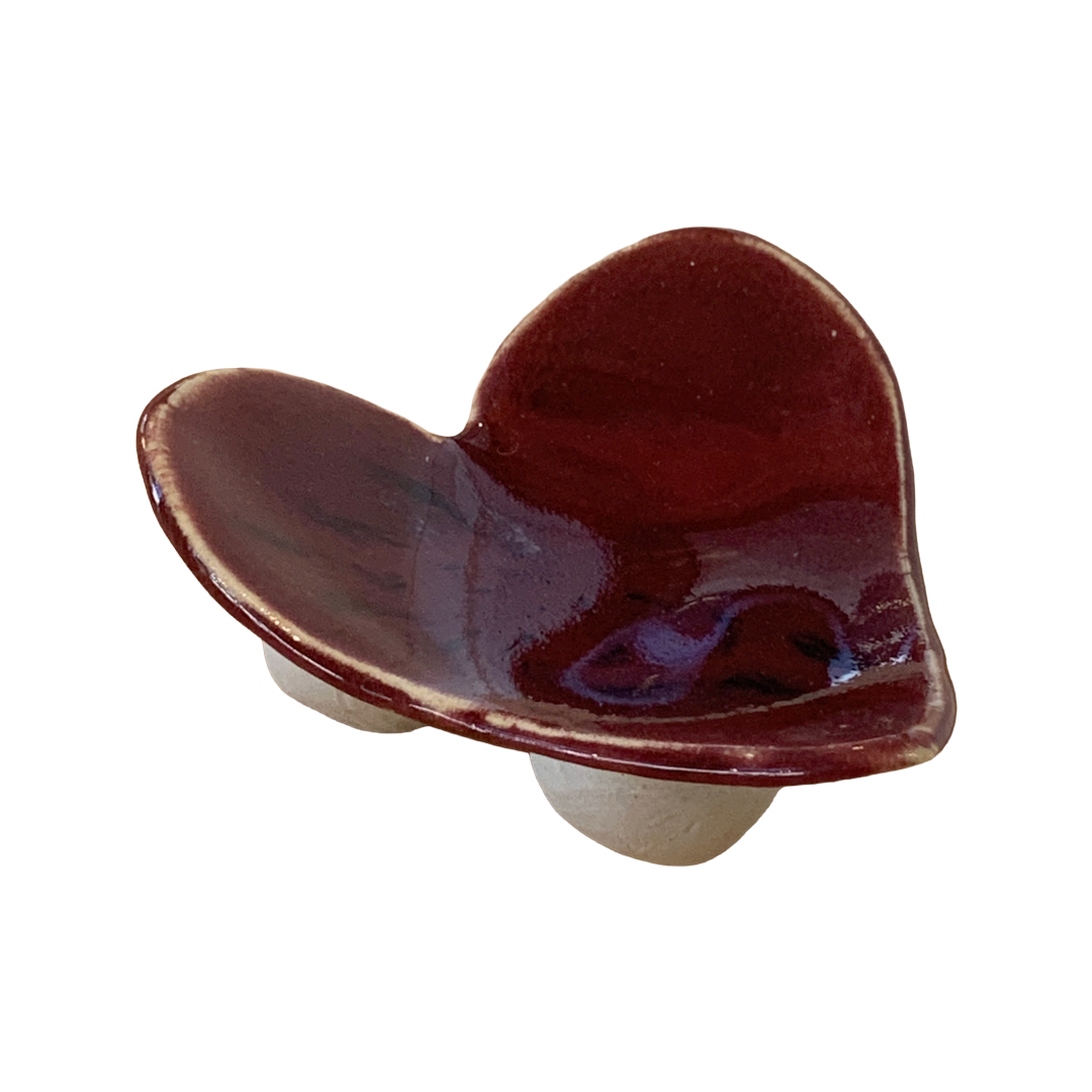 FLINTSTONE DESIGNS | 'Burgundy Heart Dish' | White Clay | Ceramic Dish