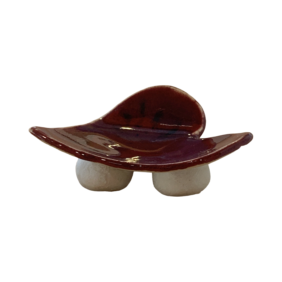 FLINTSTONE DESIGNS | 'Burgundy Heart Dish' | White Clay | Ceramic Dish
