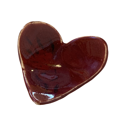 FLINTSTONE DESIGNS | 'Burgundy Heart Dish' | White Clay | Ceramic Dish