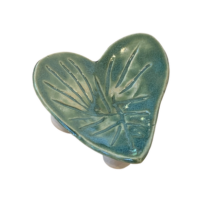 FLINTSTONE DESIGNS | 'Green Heart Dish - Carved' | White Clay | Ceramic Dish