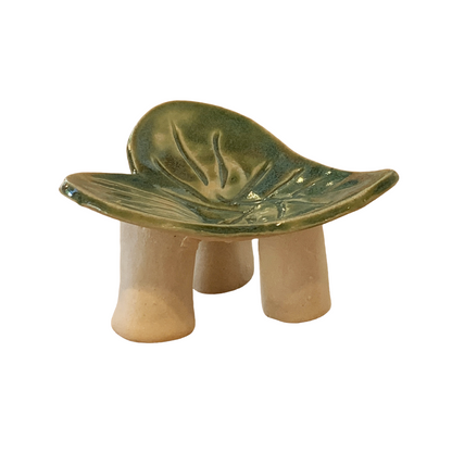 FLINTSTONE DESIGNS | 'Green Heart Dish - Carved' | White Clay | Ceramic Dish