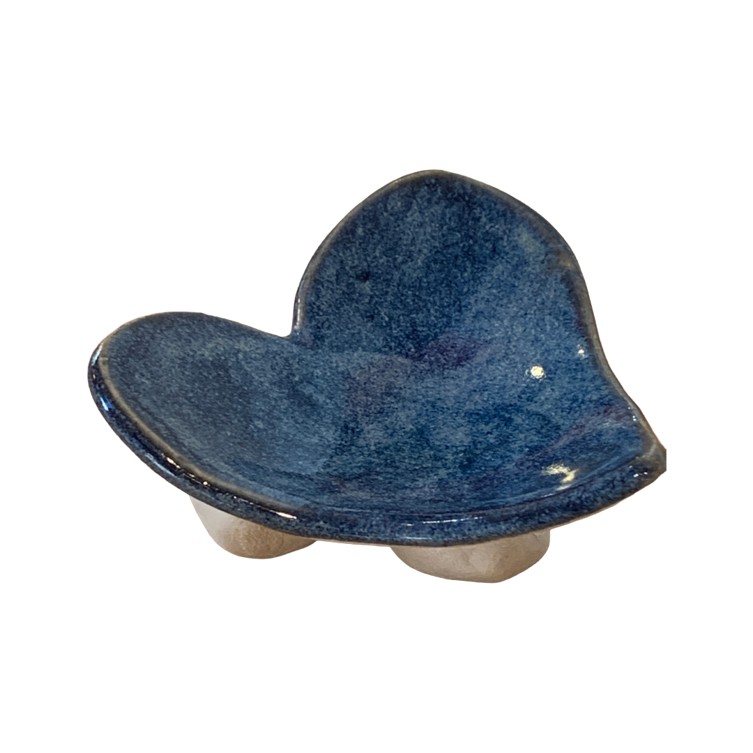 FLINTSTONE DESIGNS | 'Blue Heart Dish' | White Clay | Ceramic Dish