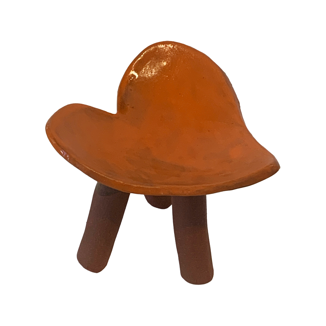 FLINTSTONE DESIGNS | 'Orange Heart Dish - Tall' | Orange Clay | Ceramic Dish