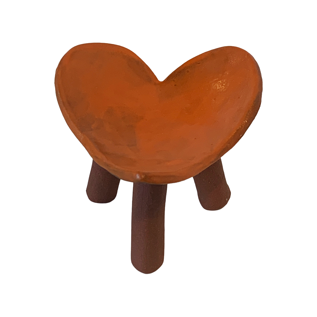FLINTSTONE DESIGNS | 'Orange Heart Dish - Tall' | Orange Clay | Ceramic Dish