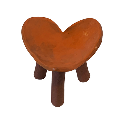 FLINTSTONE DESIGNS | 'Orange Heart Dish - Tall' | Orange Clay | Ceramic Dish