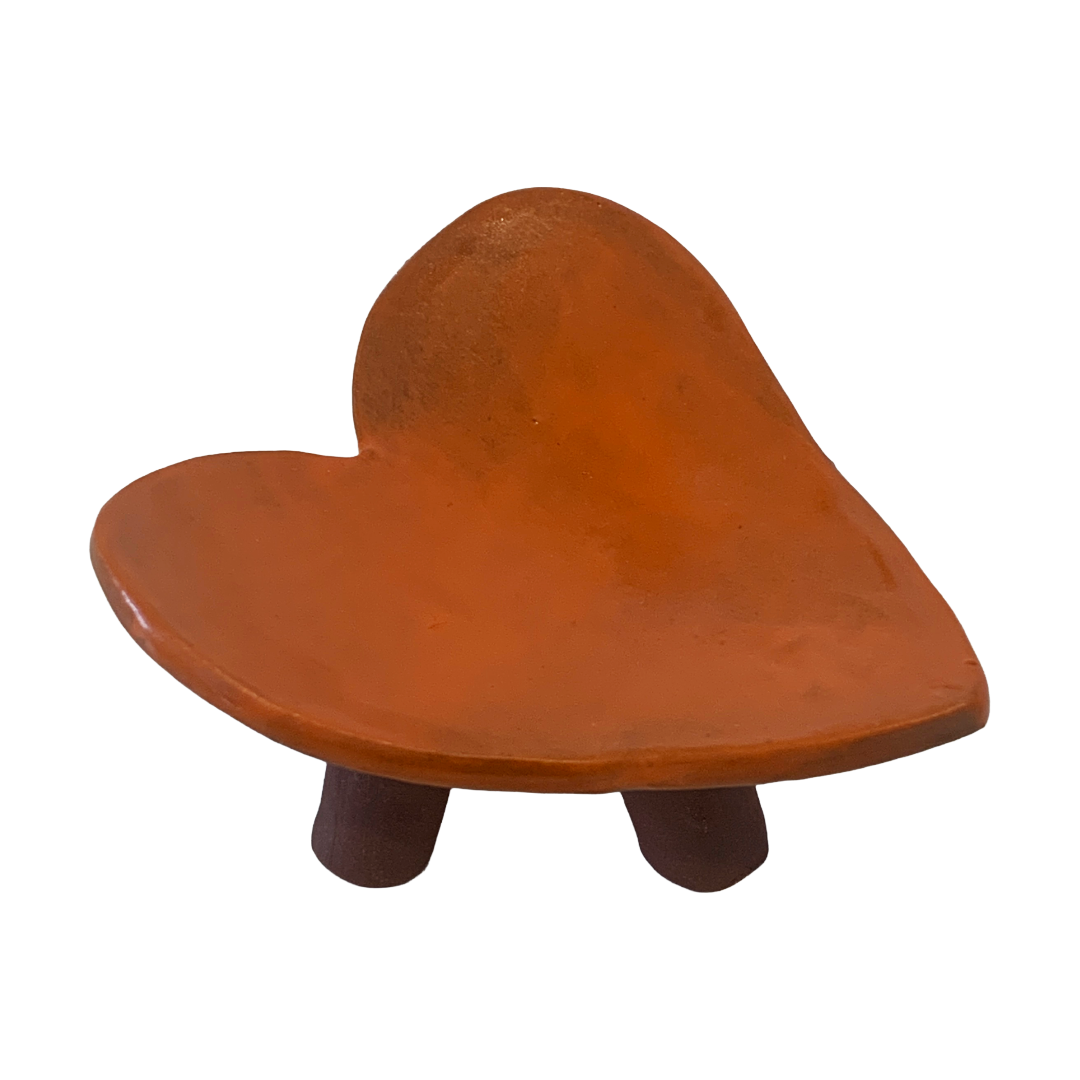 FLINTSTONE DESIGNS | 'Orange Heart Dish' | Orange Clay | Ceramic Dish