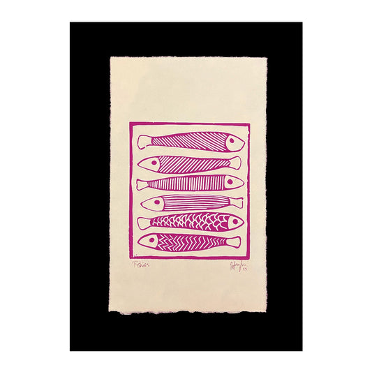 NATALIE LORENTZEN | ‘Fishies (Pink)’ | Block print | Japanese Okawara Paper