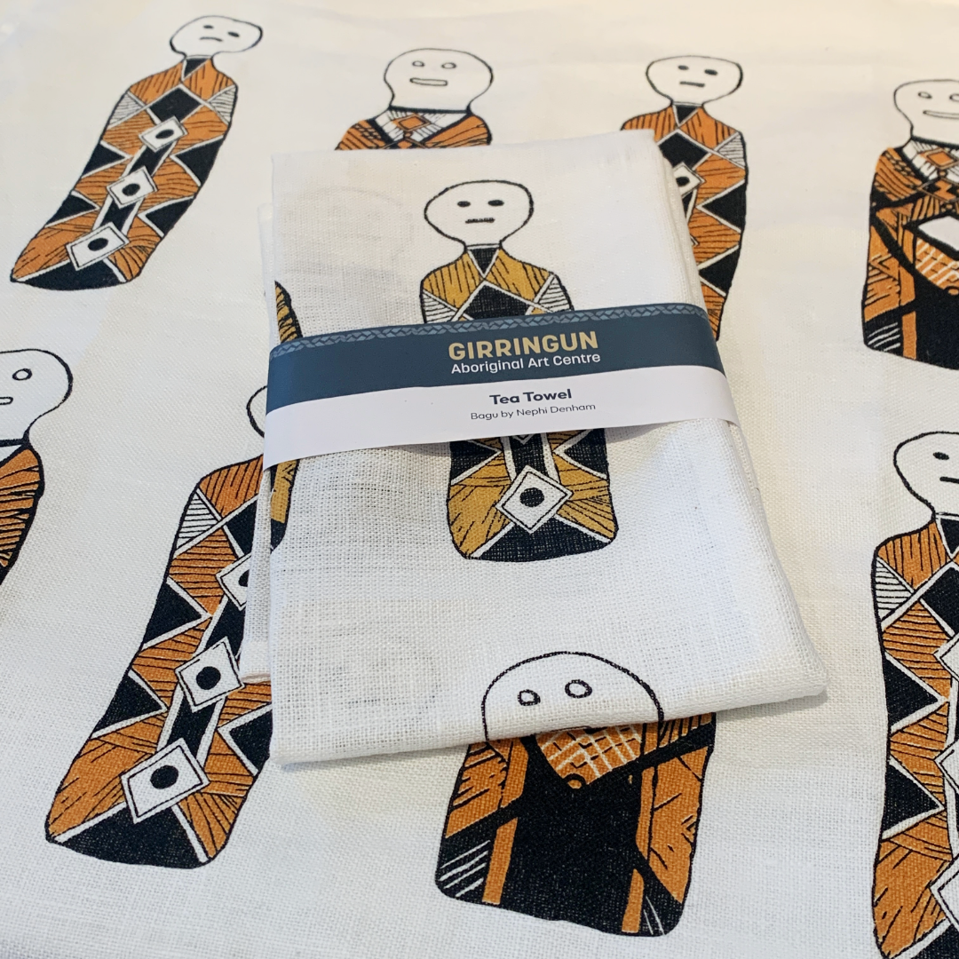 NEPHI DENHAM - Girringun Art Centre | 'Bagu' | Linen tea towel