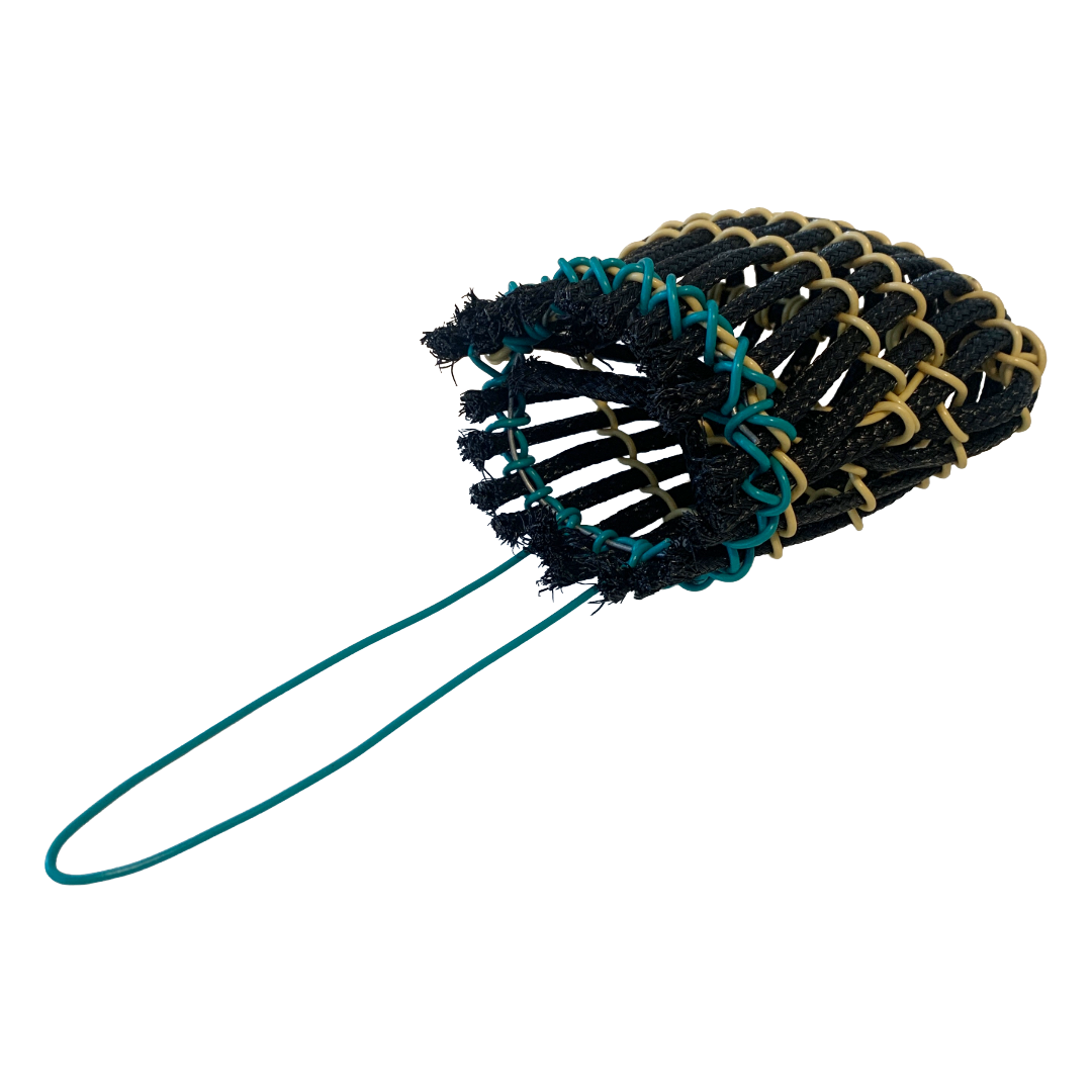 GIRRINGUN ART CENTRE – Nephi Denham | ‘Mindi’ basket | Electrical wire yellow / teal and black rope