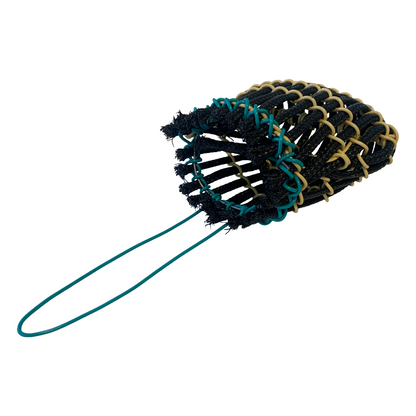 GIRRINGUN ART CENTRE – Nephi Denham | ‘Mindi’ basket | Electrical wire yellow / teal and black rope