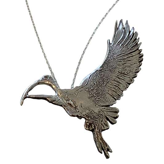MELISSA STANNARD | ‘Ibis – Threskiornithidae’ | Sterling silver pendant with patina