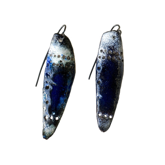 LOIS HAYES DESIGNS | ‘Wing Collection – Earrings #4’ | Oxidized sterling silver / copper / enamel
