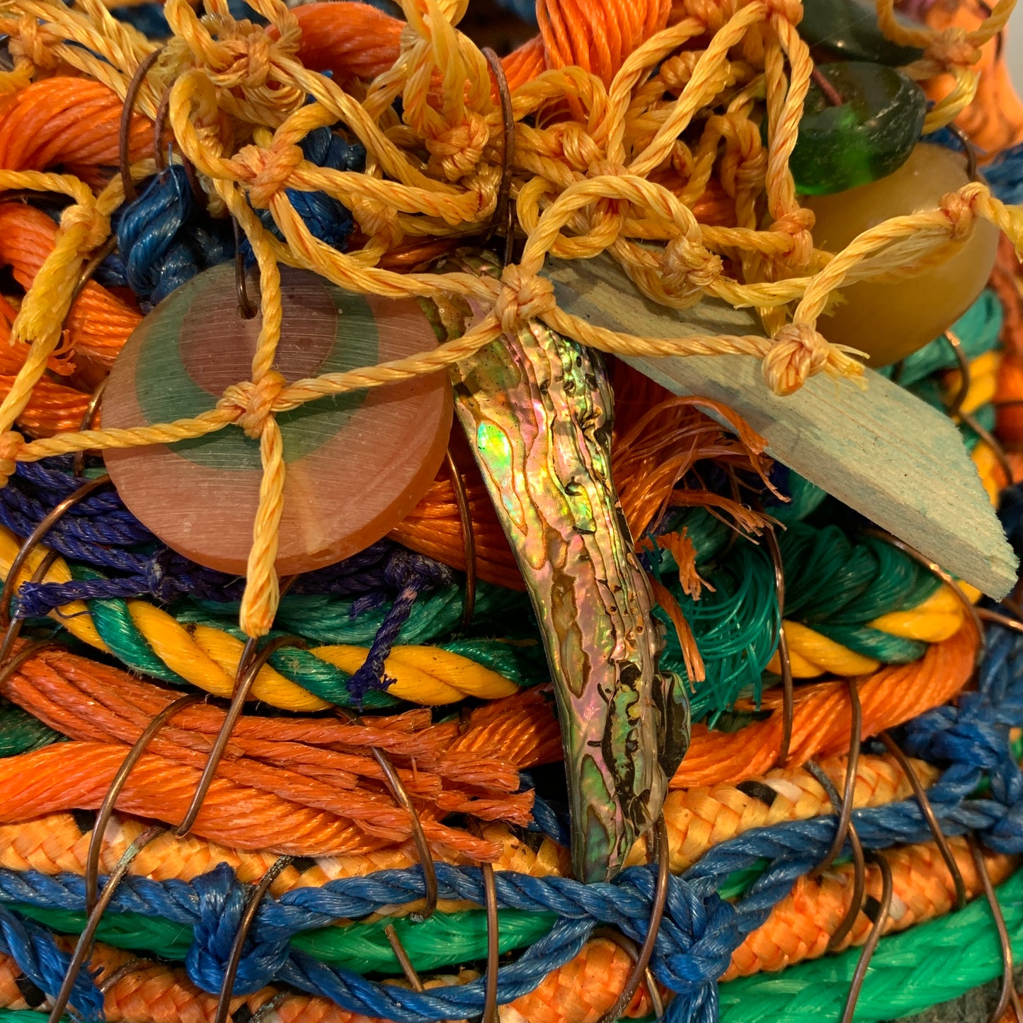 WILD THINGS | Flotsam Basket- Blue & Orange | Medium | Recycled + Found Objects