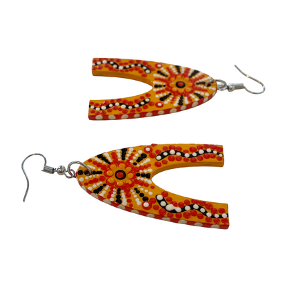 IRENE BOWYER | ‘U shaped (Orange) Earrings' | Hand-painted wood