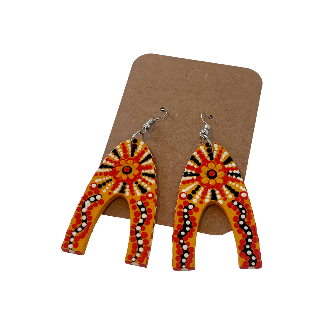 IRENE BOWYER | ‘U shaped (Orange) Earrings' | Hand-painted wood