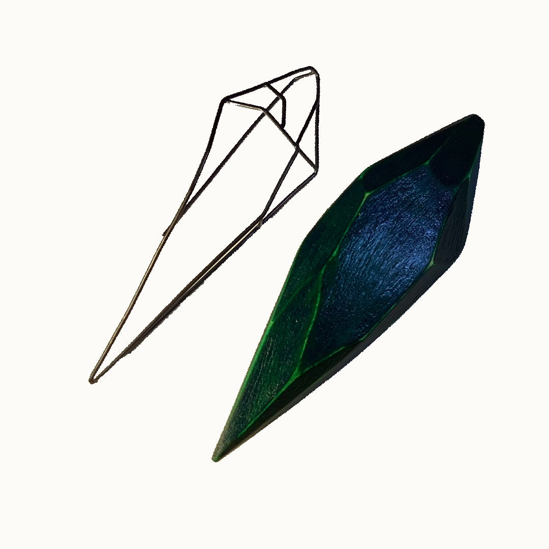 LOIS HAYES | 'Earrings 6 - Rainforest Floor Secrets' | Oxidized sterling silver / recycled builder’s wood / paint / lacquer