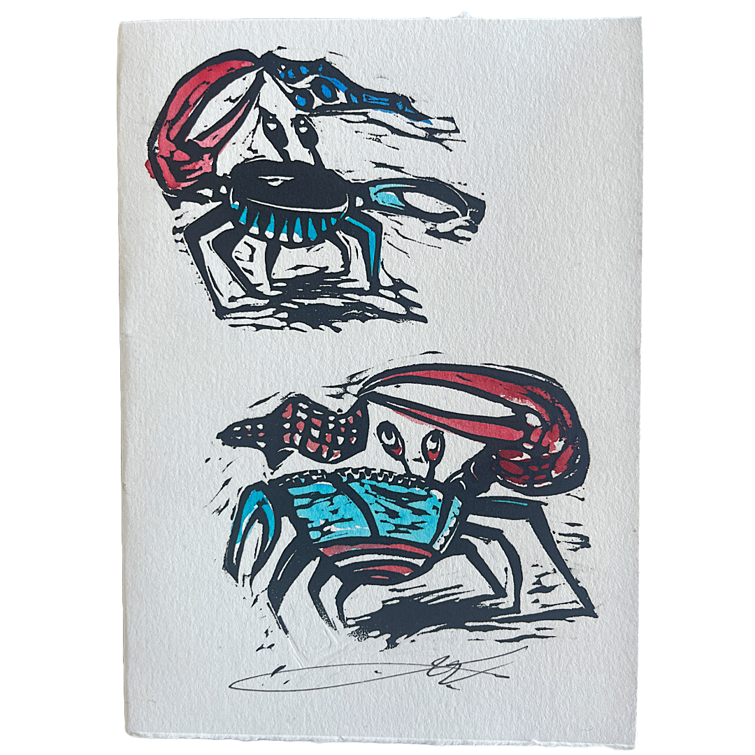 JANE DENNIS | 'WooHoo' | Gift card | Hand-coloured linocut