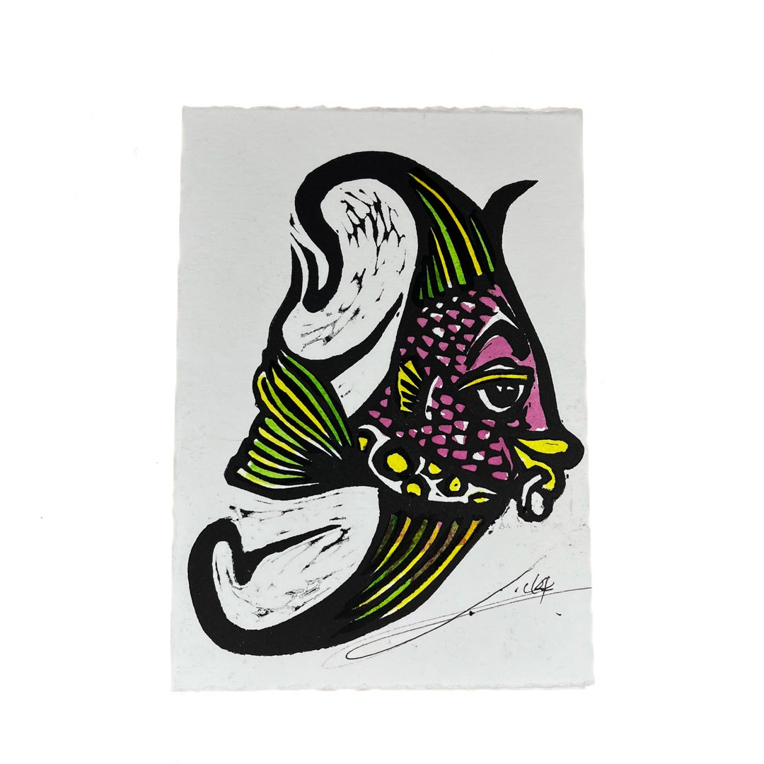 JANE DENNIS | 'Gypsy' | Gift card | Hand-coloured linocut