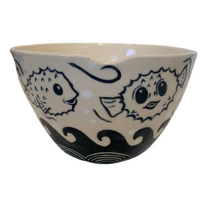 JANE JEHNE | 'Stoned Puffer Fish Series - Large Bowl I' - Indent | Hand Drawn | Glazed Ceramic