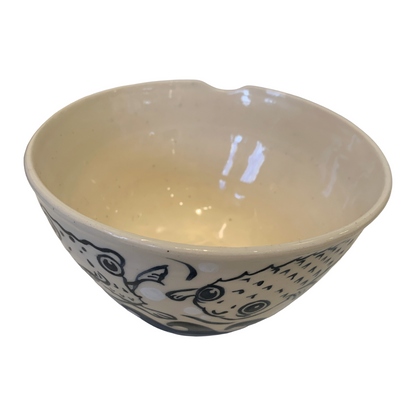 JANE JEHNE | 'Stoned Puffer Fish Series - Large Bowl I' - Indent | Hand Drawn | Glazed Ceramic