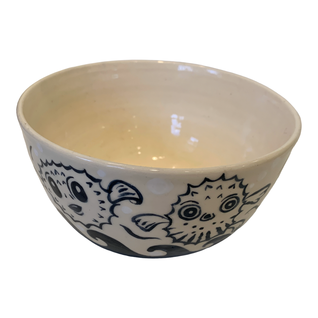 JANE JEHNE | 'Stoned Puffer Fish Series - Large Bowl II' | Hand Drawn | Glazed Ceramic