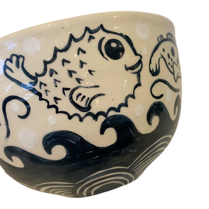 JANE JEHNE | 'Stoned Puffer Fish Series - Large Bowl II' | Hand Drawn | Glazed Ceramic