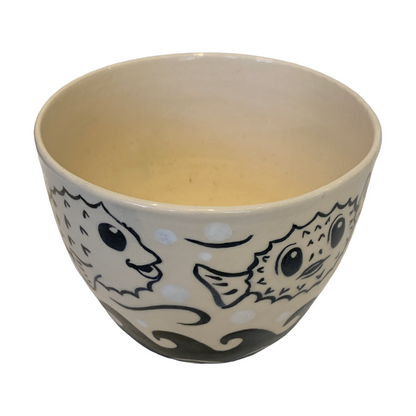 JANE JEHNE | 'Stoned Puffer Fish Series - Medium Bowl I' | Hand Drawn | Glazed Ceramic