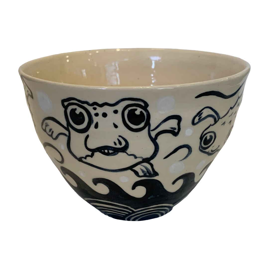 JANE JEHNE | 'Stoned Puffer Fish Series - Medium Bowl II' | Hand Drawn | Glazed Ceramic