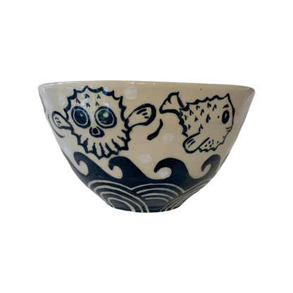 JANE JEHNE | 'Stoned Puffer Fish Series - Small Bowl I' | Hand Drawn | Glazed Ceramic