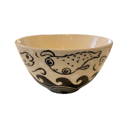JANE JEHNE | 'Stoned Puffer Fish Series - Small Bowl I' | Hand Drawn | Glazed Ceramic