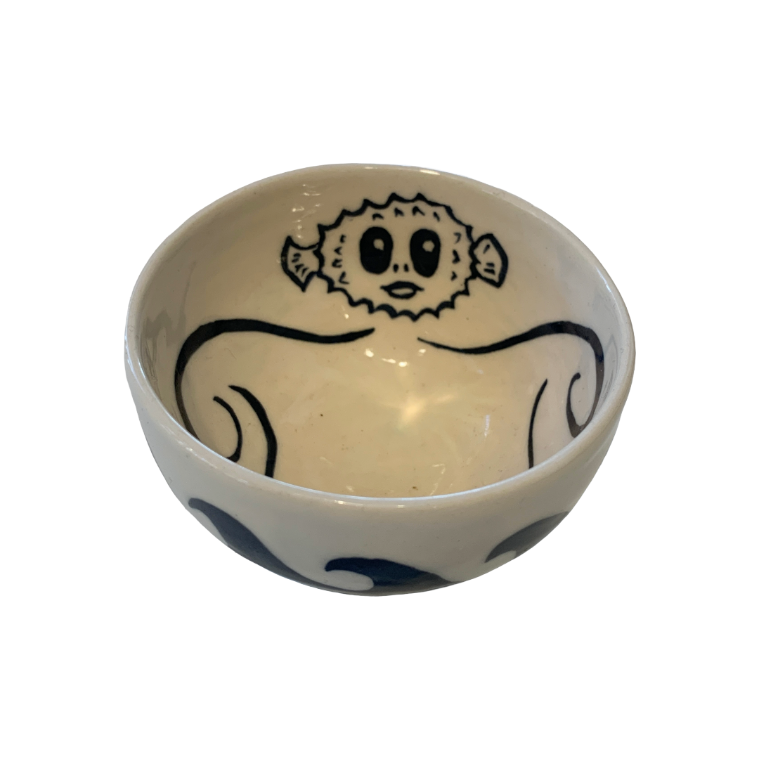 JANE JEHNE | 'Stoned Puffer Fish Series - Tiny Bowl I' | Hand Drawn | Glazed Ceramic