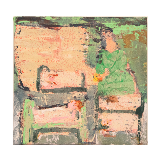 JULIE POULSEN | 'Mrs Francis and her torch' | Acrylic + mixed media on canvas | 30 (h) x 30 (w) cm