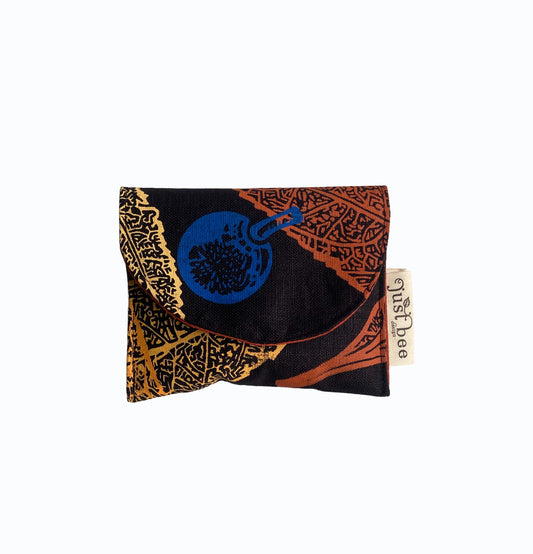 JUST BEE DESIGNS | 'Blue Quandong Pouchlet / Wallet No.1' | Pure linen / screenprint