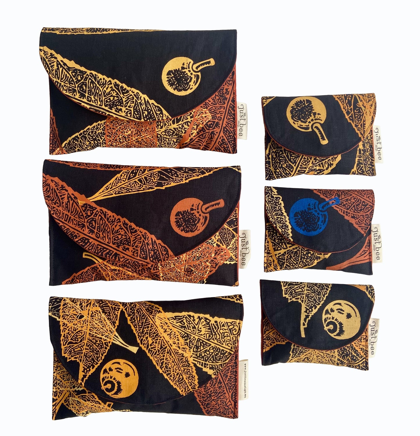 JUST BEE DESIGNS | 'Blue Quandong Pouchlet / Wallet No.1' | Pure linen / screenprint