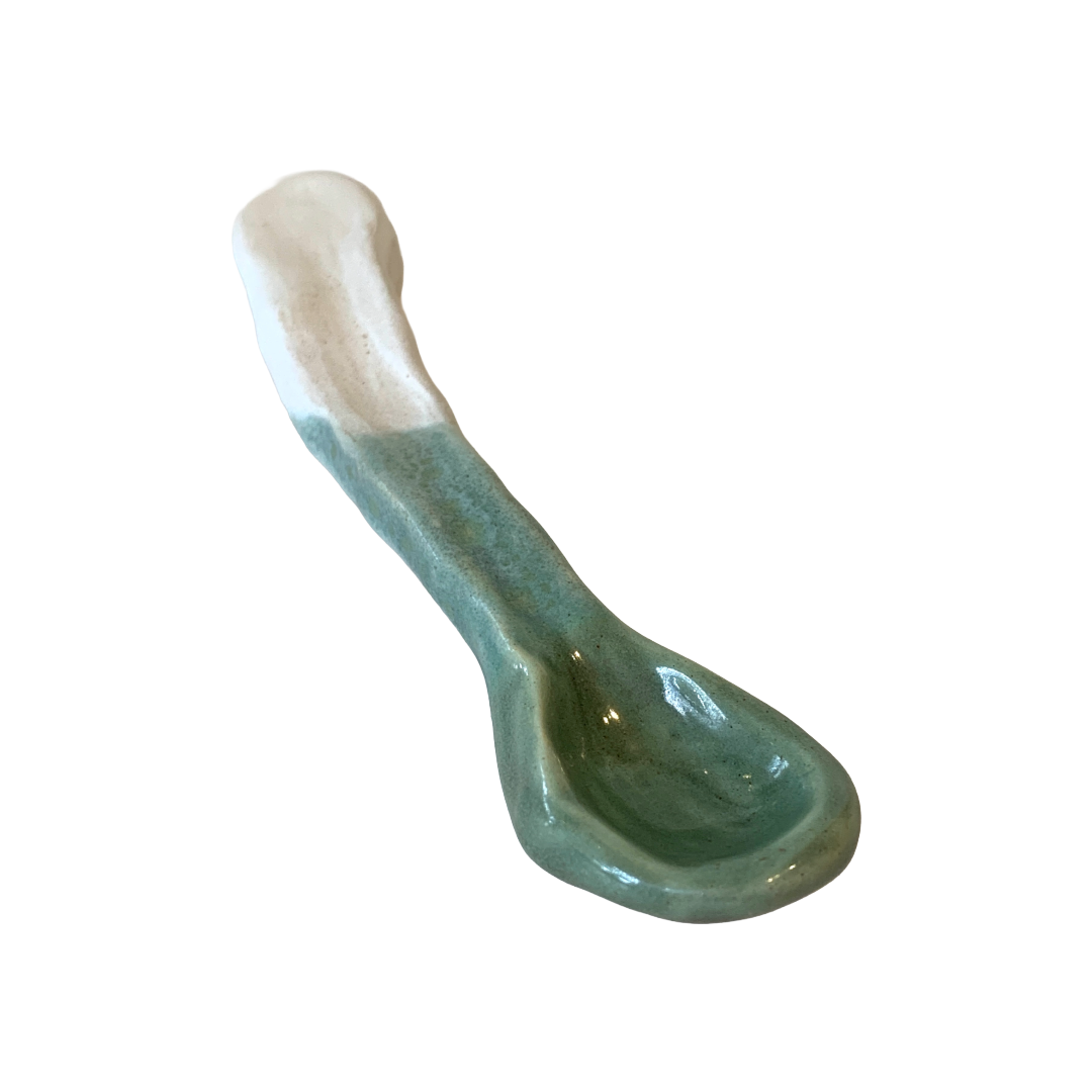 KAT HALL | ‘Jade Curved Spoon’ | Ceramic Teaspoon