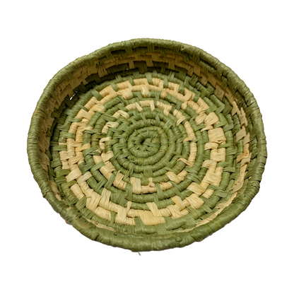 KATIJAH NOWLAN | ‘Waibene’ Woven Bowl | 2025 | Green / Natural | Woven Raffia |  4.5cm H x 17cm W
