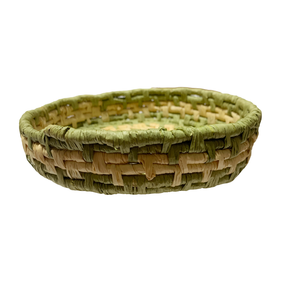 KATIJAH NOWLAN | ‘Waibene’ Woven Bowl | 2025 | Green / Natural | Woven Raffia |  4.5cm H x 17cm W