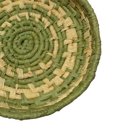 KATIJAH NOWLAN | ‘Waibene’ Woven Bowl | 2025 | Green / Natural | Woven Raffia |  4.5cm H x 17cm W