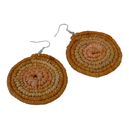 KATIJAH NOWLAN | ‘Large Earrings- Yellow/ Orange | Woven Raffia | Stainless Steel Hook