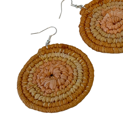 KATIJAH NOWLAN | ‘Large Earrings- Yellow/ Orange | Woven Raffia | Stainless Steel Hook