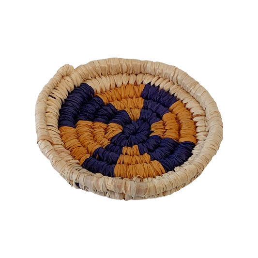 WEAVED BY THE SEA | ‘Small Woven Dish – Blue / Yellow’ | 2026 | woven raffia