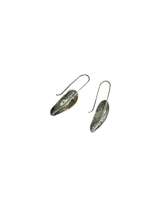 KATE HUNTER | ‘Leaf’ | Earrings | 925 Sterling silver / patina / French ear wires