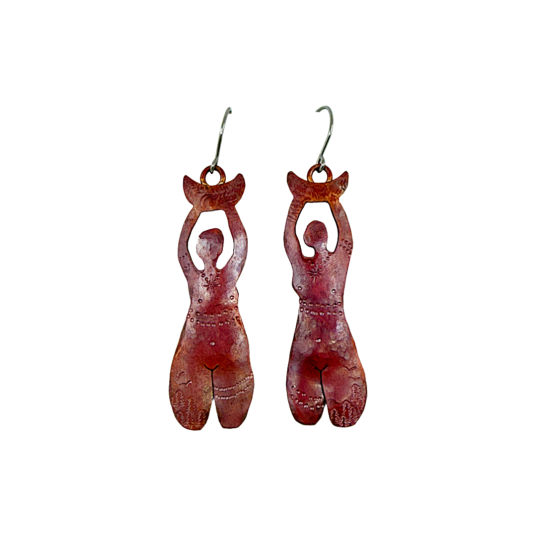Kate Hunter | ‘Dancers’ | Earrings | Copper / stainless steel / heat red