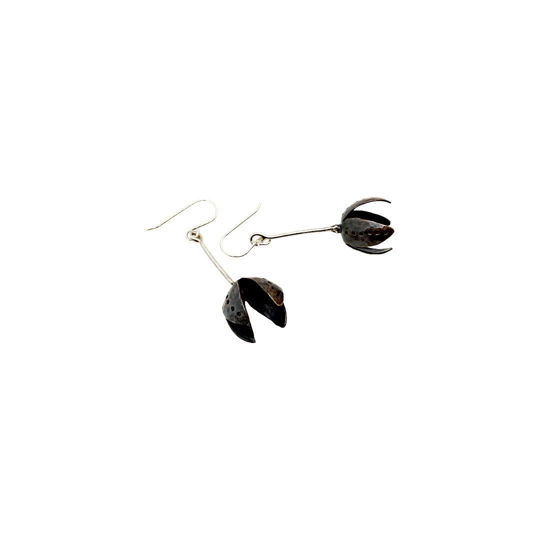 Kate Hunter | ‘Pods’ | Earrings | Copper / silver / patina