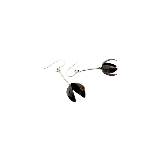 Kate Hunter | ‘Pods’ | Earrings | Copper / silver / patina