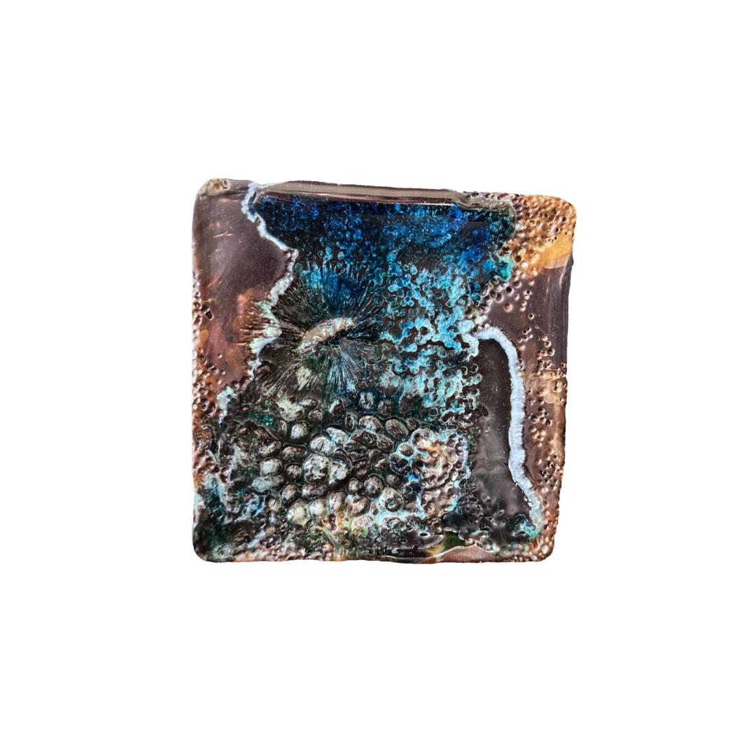 KIM NOLAN | 'Seascape #1' | 1 Black clay / mid fire / hand formed / coral impressions / glaze / oxides / glass