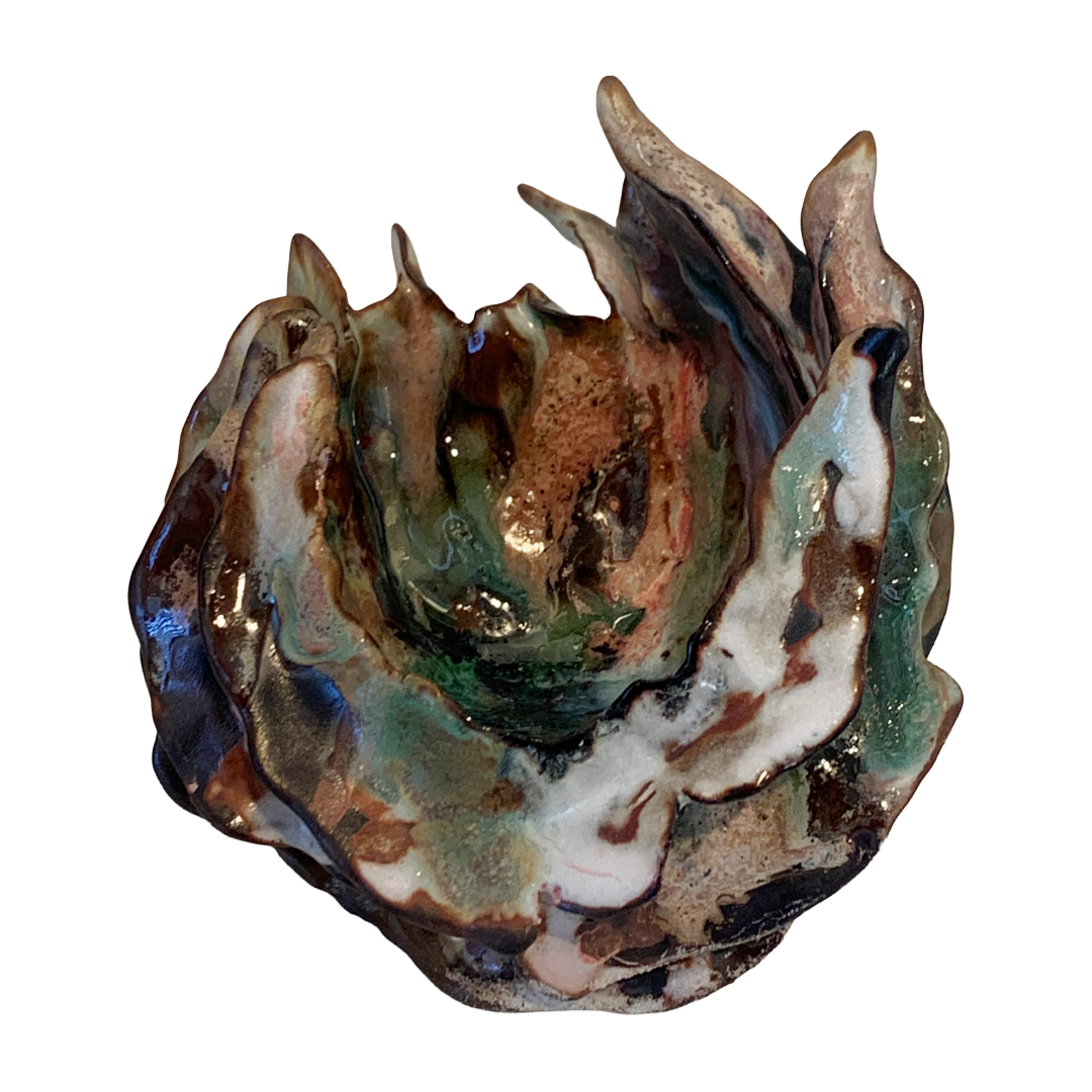 KIM NOLAN | 'Finned Coral #1a' | Mid-fire black clay, glaze, glass + sand