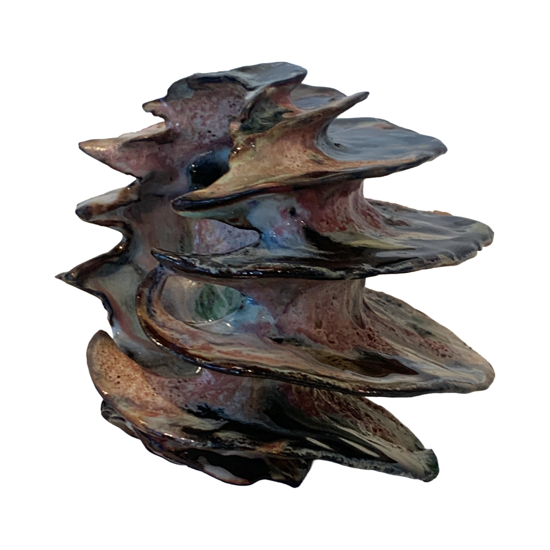 KIM NOLAN | 'Finned Coral #2a' | Mid-fire black clay, glaze, glass + sand