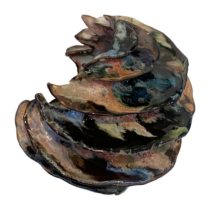 KIM NOLAN | 'Finned Coral #2a' | Mid-fire black clay, glaze, glass + sand